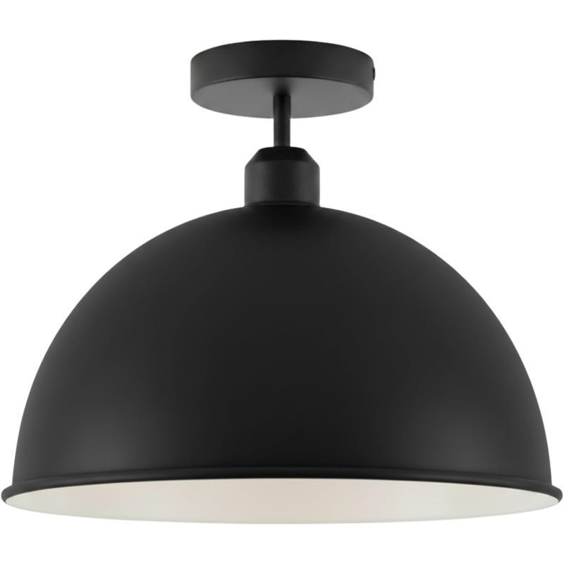 Plafonnier encastré dôme en métal E26, Noir intérieur blanc
