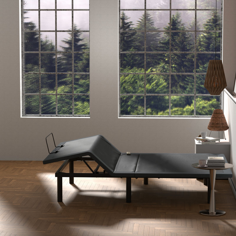 Btx4 Adjustable Twin Size Bed - Head & Foot Adjustable, Wireless Remote, Steel Frame, 99lb, Black+grey Base And Adjustments, Construction,