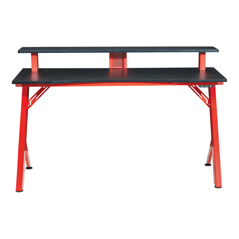 Eldon Metal Base Computer Desk, Black/Red Matte