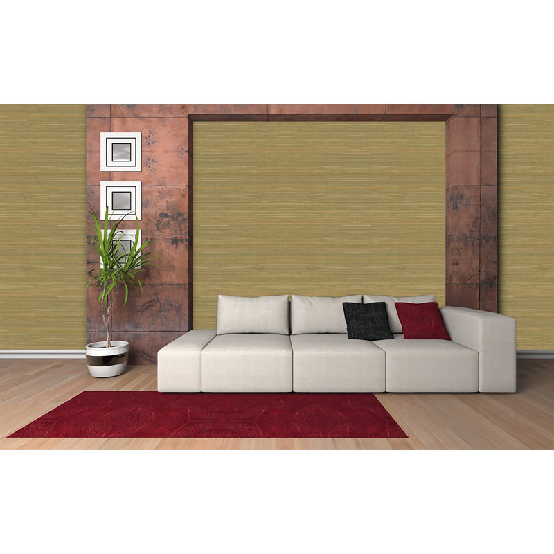 Papier peint avec algues fines, Beige / Cannelle