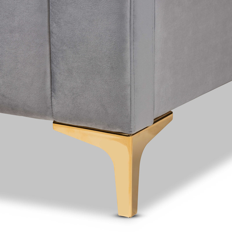 Lit plateforme tapissier Krecic, Grand, Gris