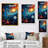 Vibrant Space Galaxy I - Flamingo Framed Wall Art-107338728-107338735