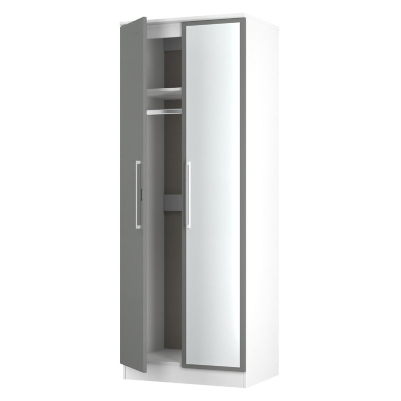 Bhodhini Manufactured Wood Wardrobe, Dusk Grey/White