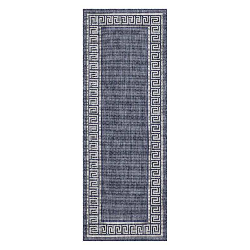 Timeless Border Design Indoor/Outdoor Area Rug, Runner 2'7" x 7'3"