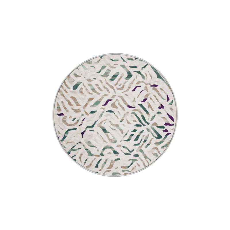Machine Washable Beige Area Rug, Round 3'