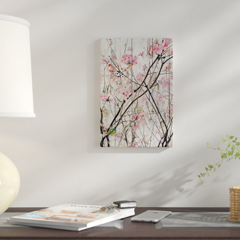 «Voici le printemps», impression sur toile, H 32 po x l 24 po x P 1 po, Papier avec cadre noir, Blanc