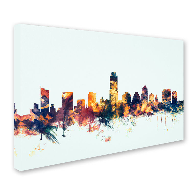 « austin texas horizon blue », impression sur toile tendue, H 30 po x l 47 po x P 2 po