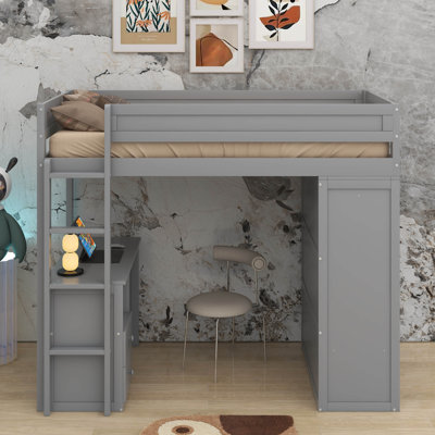 Lit mezzanine simple avec placards et bureau