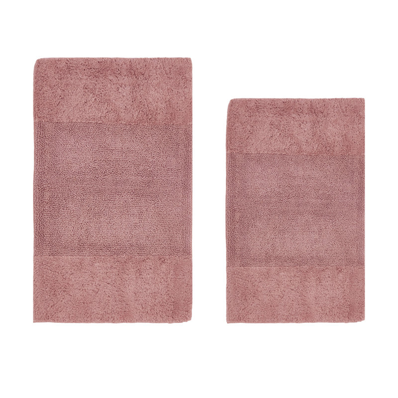 Makaylynn Premium 100% Cotton 2155 GSM 2-Piece Bath Rug Set, OEKO-TEX® Certified, Non-Slip Spray Latex Backing, Plush Tufted, Super Absorbent, Machine Washable Bathroom Rugs, Pink