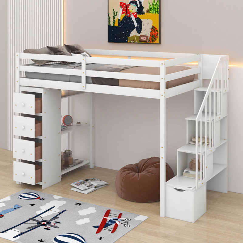 Lit mezzanine simple avec tiroirs