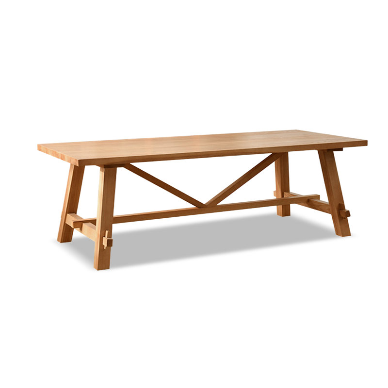 Burlywood Rectangular Solid Wood Dining Table, 29.53"H x 86.61"L x 39.37"W