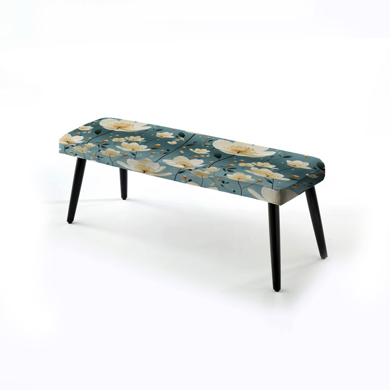Motif floral Essence Petals Blooms - Banc rembourré floral noir