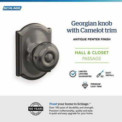 Georgian Passage Knob with Camelot Trim