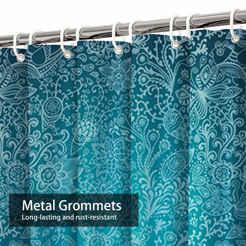 Rideau de douche imperméable à motif floral avec 12 crochets, L 72 po x l 84 po