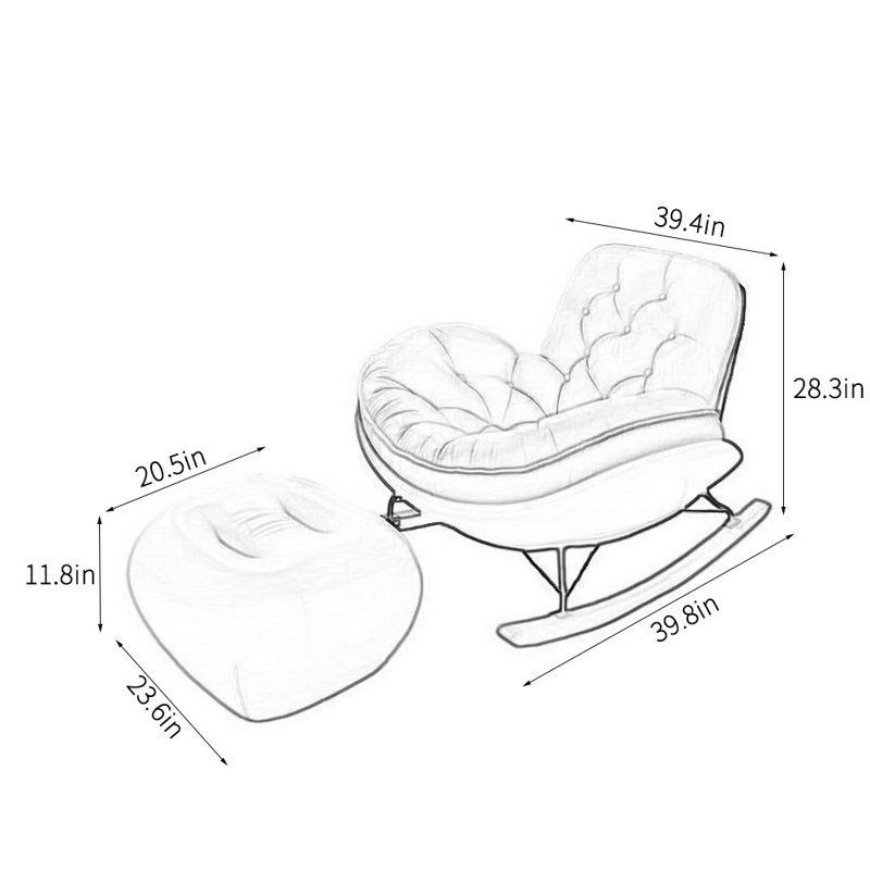 Chaise berçante confortable et de qualité, Gris / Blanc cassé