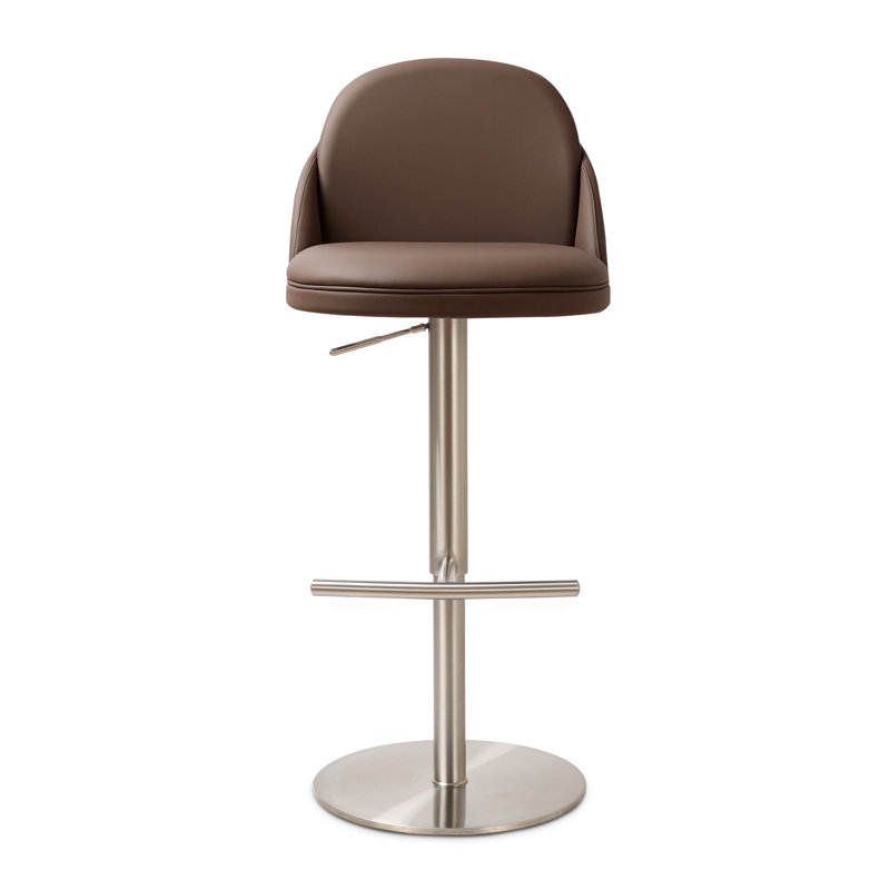 Finta 360 Degree Swivel Counter Stool, Mink Brown/Silver