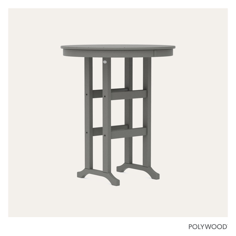 POLYWOOD Round Farmhouse Bar Table, 36", Slate Gray