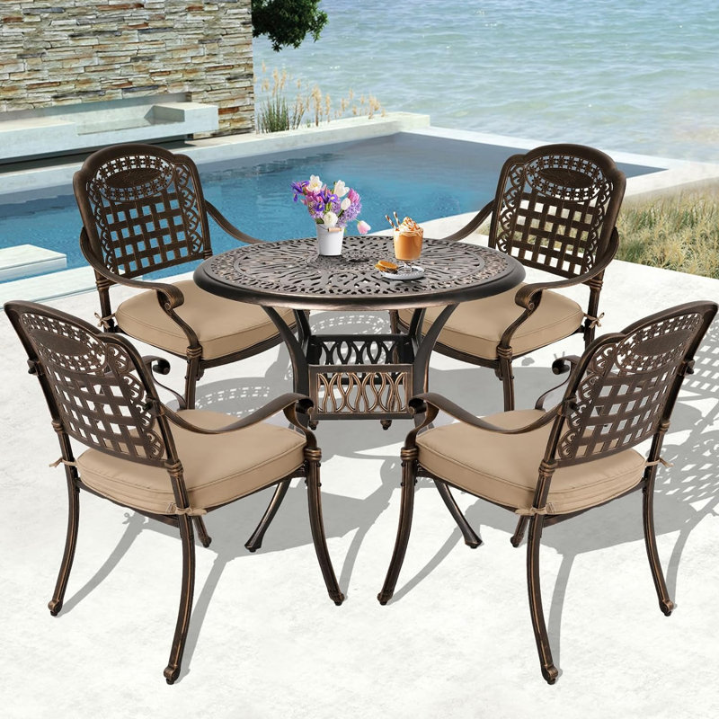 Ensemble repas d'extérieur rond L 35,4 po pour 4 personnes Ascan