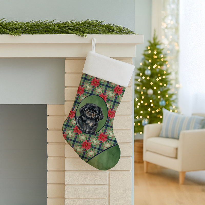 Chaussette de Noël noire Pékinois, Noir
