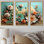 Ensemble de salon Cactus Mint Mirage - Floral Cactus Wall Art