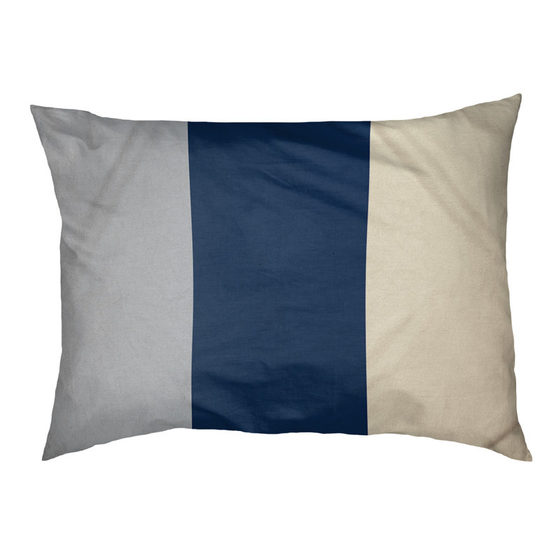Coussin extérieur Phoenix, Grand (l 40 po x P 30 po x H 14 po), Argent métallique / bleu marine / crème