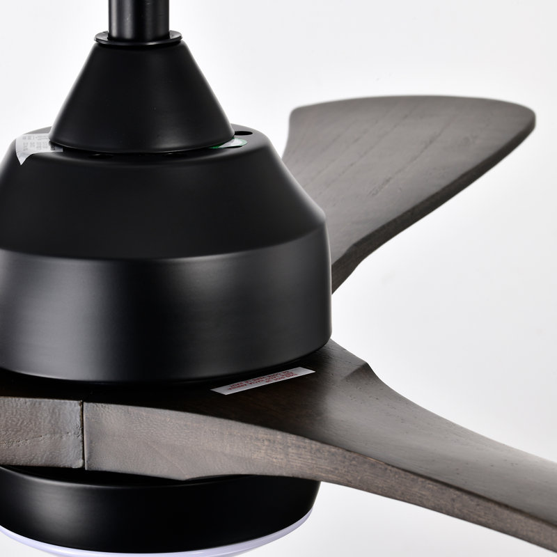 52" Ceiling Fan With Lights Remote Control, Matte Black, Matte Black