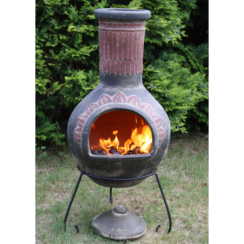 Plumas Column Clay Chimnea, 130 cm H x 50 cm W x 50 cm D