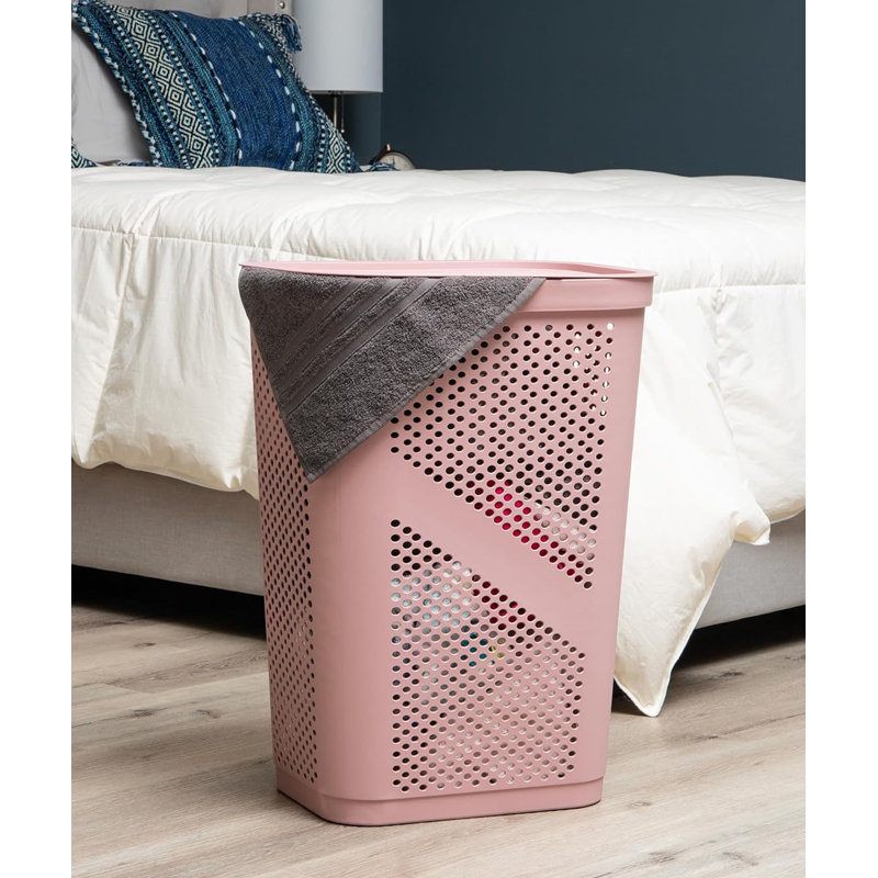 Panier à linge en plastique avec poignées, Rose