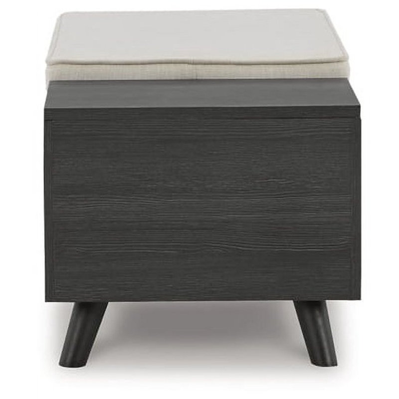 Gray Wood Upholstered Storage Bench with Tapered Legs