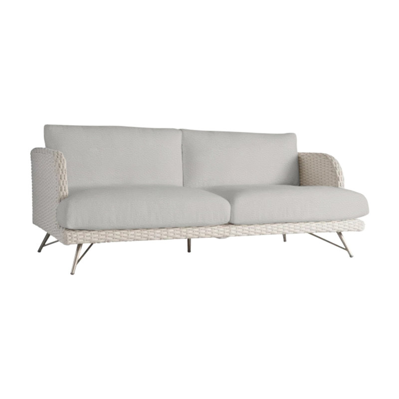 Isola Outdoor Metal Loveseat, Light Grey Vinyl 6503-010
