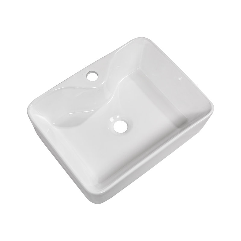 Lavabo de salle de bain rectangulaire en céramique avec trou de robinet L 16 po x l 12 po
