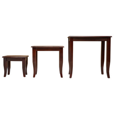  Nesting Side Tables 3 Pcs Brown Solid Mahogany Wood