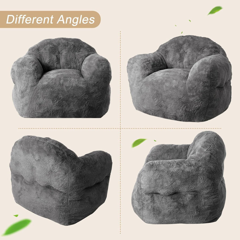 Fauteuil à billes pour adultes avec bourre, H 33 po x l 51 po x P 41 po, Gris foncé