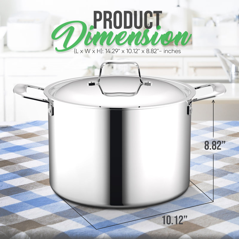 NutriChef 8 Quarts Stainless Steel Stock Pot