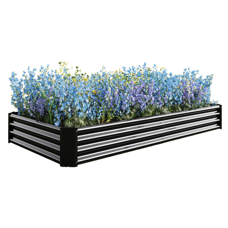 Vincenzia 7.6' L X3.7' W X0.98' H Metal Raised Bed, Black, Suitable For Various Garden Plants Large 7.6X3.7X0.98Ft, Black Herb Gardens