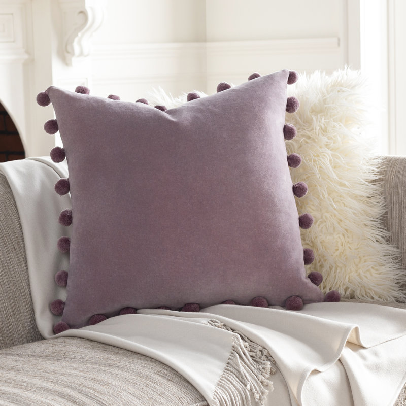 Square Velvet Pillow Cover, Polyester, 20" x 20", Denim