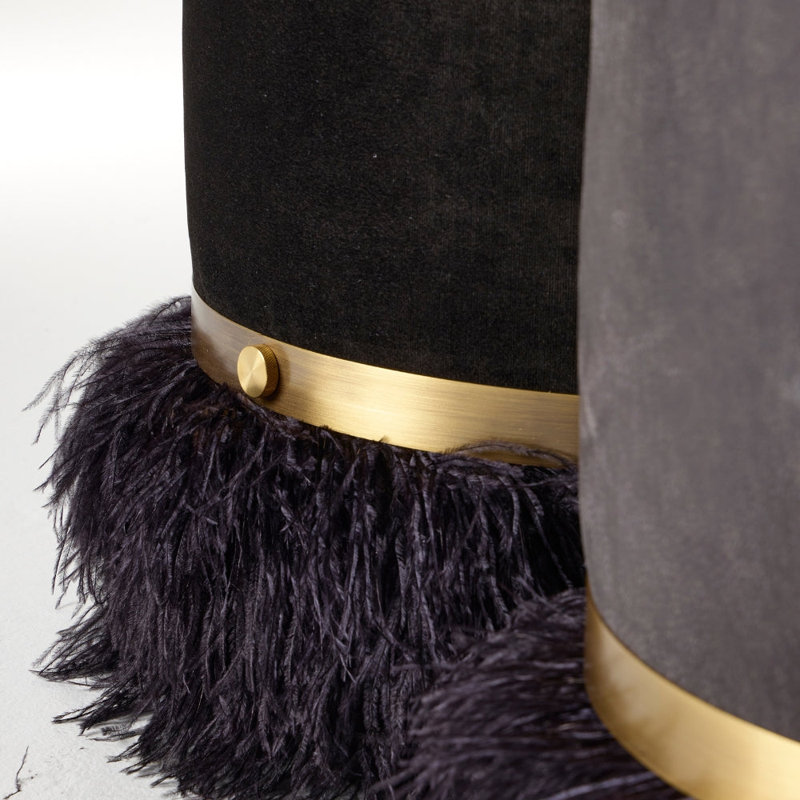 Ostrich Fluff Pouf, Black