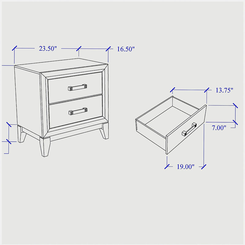 Mirage Grey Nightstand, Black/Gray
