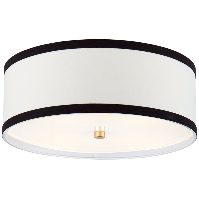 kate spade new york Walker Medium Flush Mount, Cream/Black, Gild, 7.5" H x 18" W x 18" D