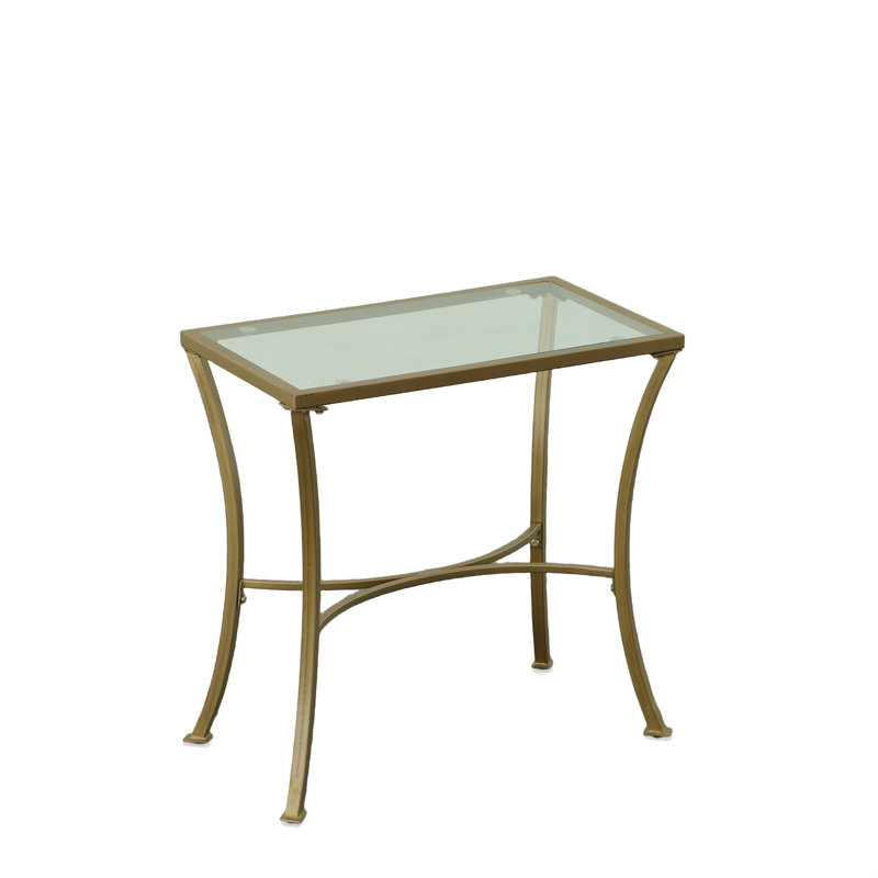 Elegant Gold 24" Side Table with Compact Tempered Glass Top