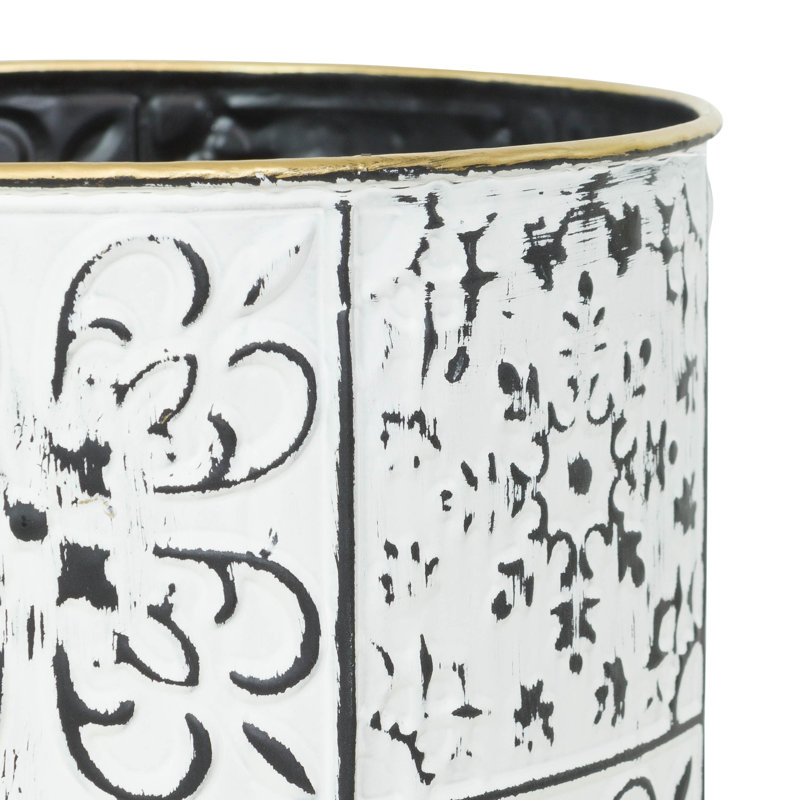 Ensemble de pot de fleurs d'intérieur moderne en métal Bantu, Noir / blanc