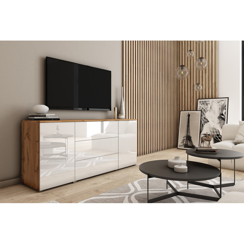 Wander 150cm Sideboard, Wotan Oak/White Glossy