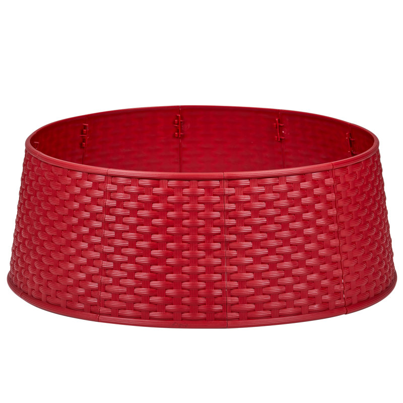 Collier pour arbre de Noël en rotin, H 7,5 po x l 25,5 po, Rouge