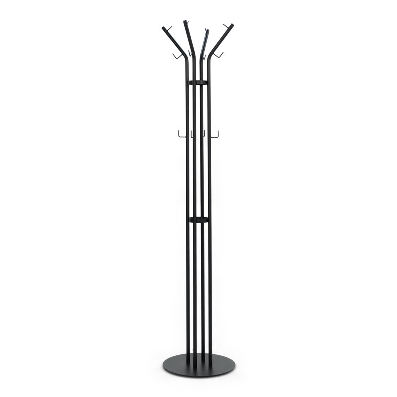 CHARLY Steel Wall 8 - Hook Coat Rack, Black
