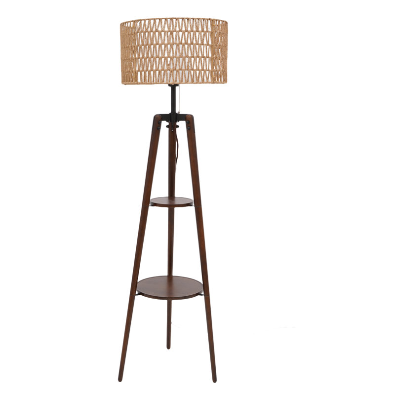 Lampe trépied avec deux abat-jours en lin et télécommande Asriel