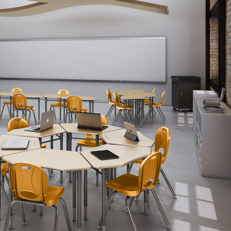 Structure Series Plastic Stacking Classroom Chairs with Contoured Seats (Set of 4), Graphite, 16 po, 4
