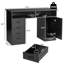 Panneau de particules noir 47,24 po avec mélamine grain de bois, une porte, quatre tiroirs et compartiments, bureau d'ordinateur-2009290870