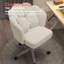  Petal Velvet Mid Back Swivel Vanity Desk Chair with Bow Cushion and Rolling Casters, White-1803947149