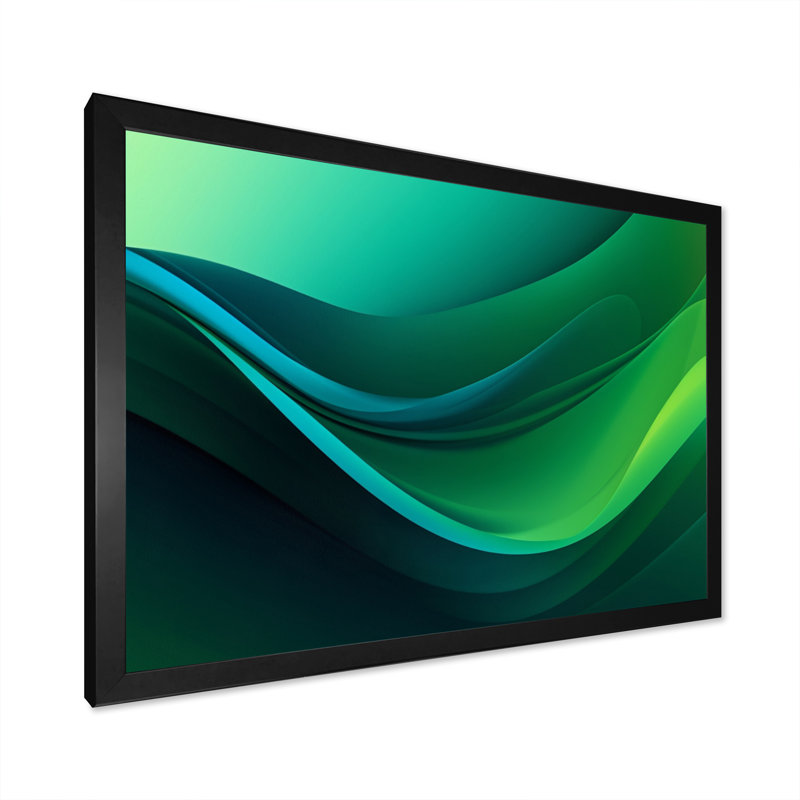 «Green Fractal Infinite Crêtes» sur toile imprimée, Cadre simple noir, H 34 po x l 44 po x P 1,5 po