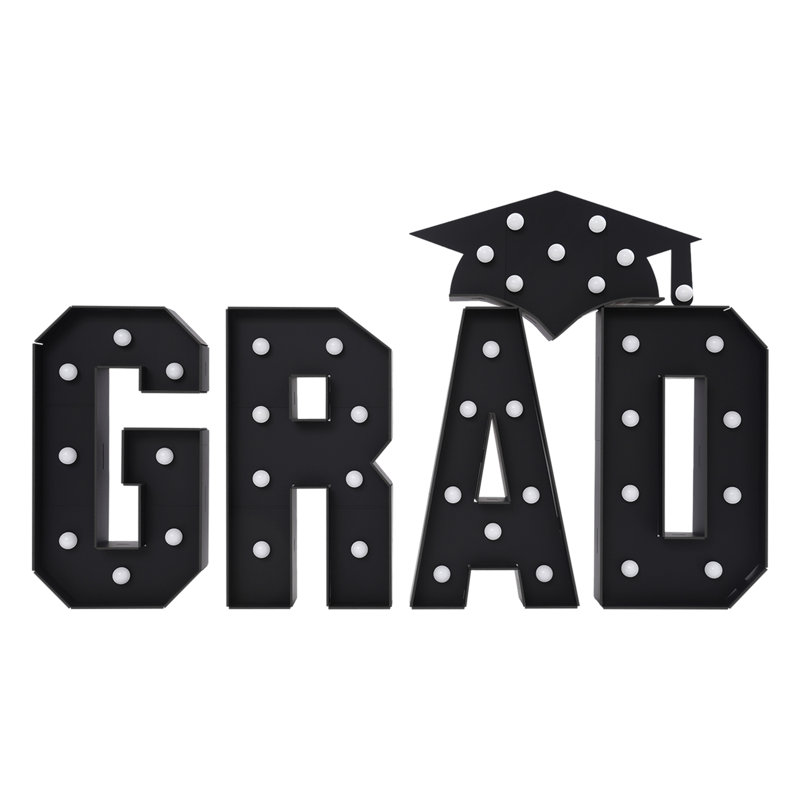 Grad 3d Sign The Party Aisle™ GRAD LED Lighted Sign For Graduation Decorations ...